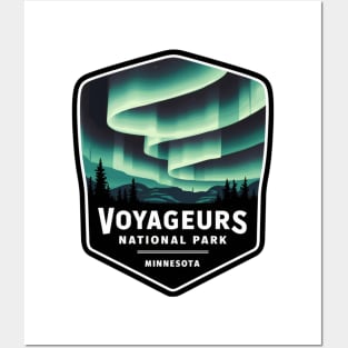 Aurora Borealis Voyageurs NP US Emblem Posters and Art